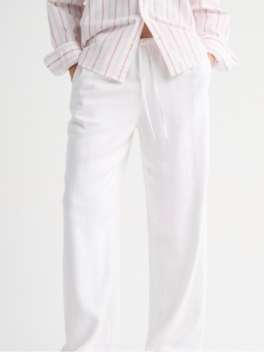 Abercrombie white linen pants size M Long